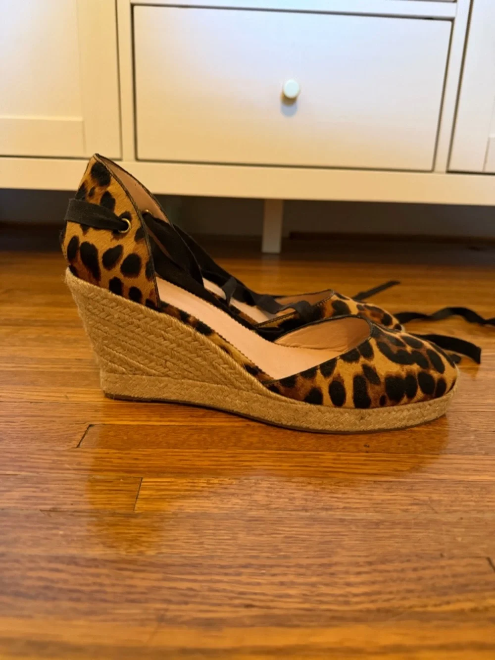 Brand New Never Worn Leopard Print Ankle-Tie Espadrille Wedges - Women - Picture 2 of 4